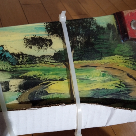 Vintage Hand Painted Hand Saw Folk Art Nature Scene Hand Signed by Charlie Flagg - Picture 3 of 8